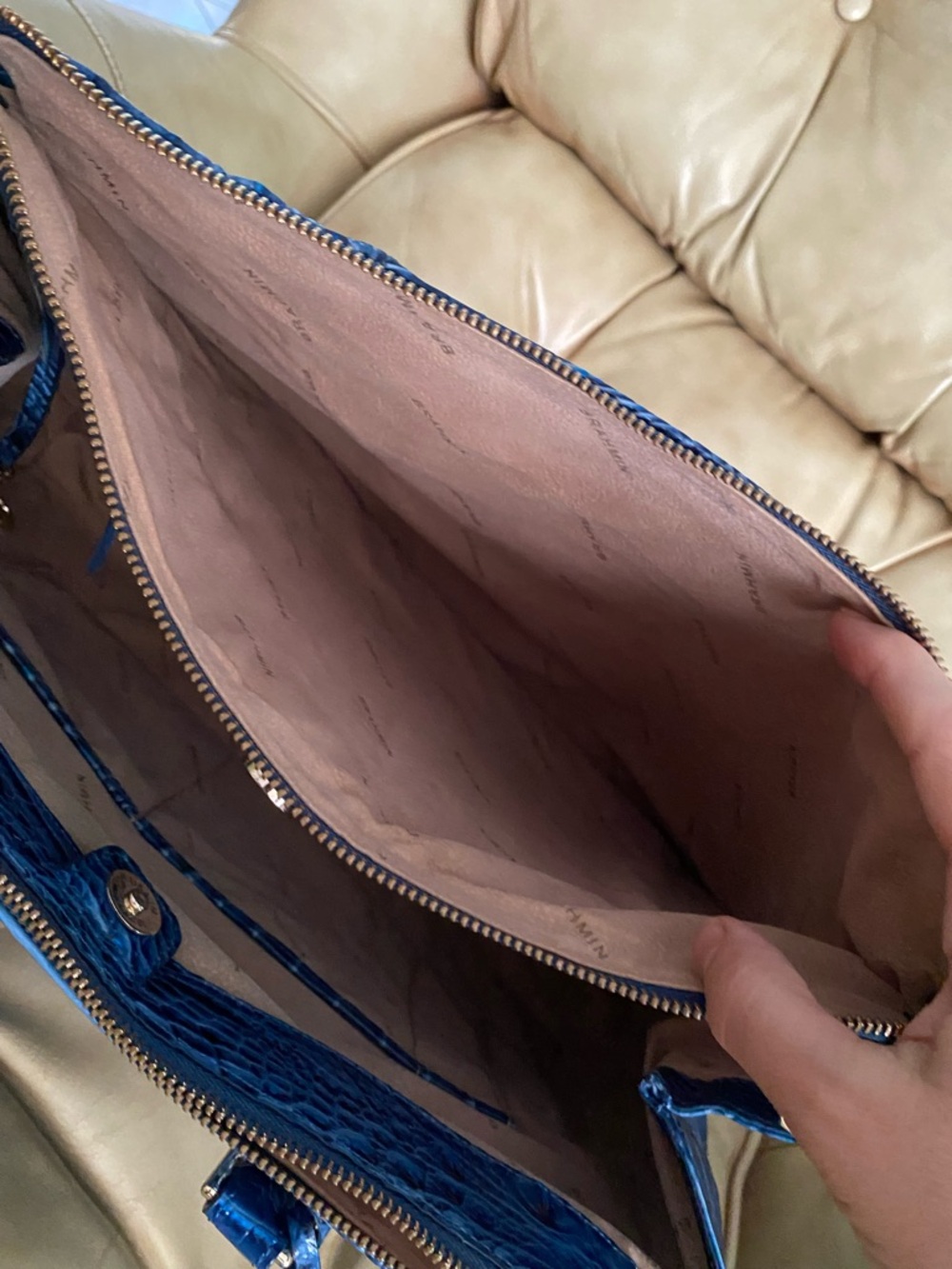 LKNW Brahmin LARGE Finley Carryall Bluebonnet? Melbourne Leather Business Bag - Picture 15 of 16